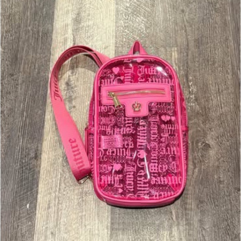 New Juicy Couture Juicy Clear Pink Beachin Crossbody Sling Bag